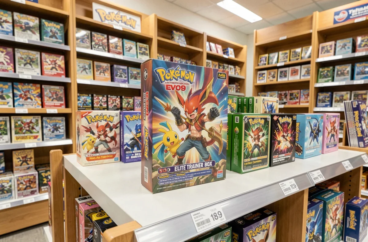Elite Trainer Box Pokémon EV09 en rayon dans une boutique de jeux de cartes à collectionner