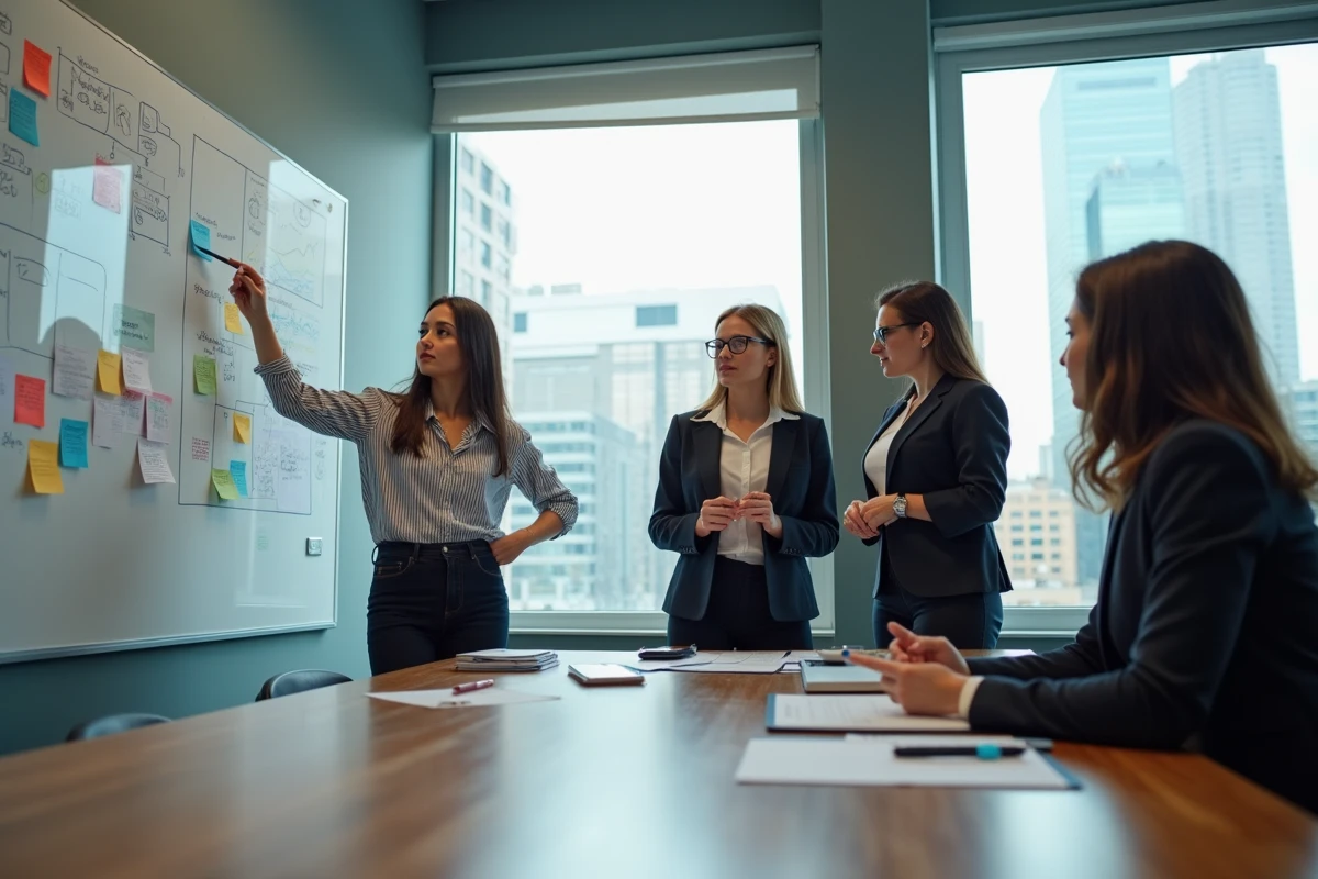 Jeunes professionnels discutant autour d