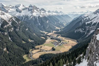 Vue panoramique des Alpes françaises avec forêts et vallées protégées dans un parc naturel